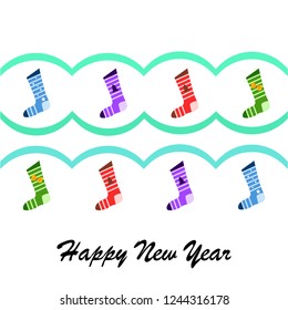 christmas card, christmas sock, vector background