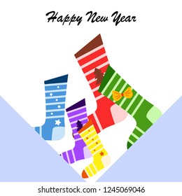 christmas card, christmas sock, vector background
