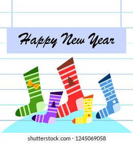 christmas card, christmas sock, vector background