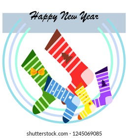 christmas card, christmas sock, vector background