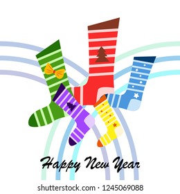 christmas card, christmas sock, vector background