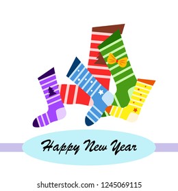 christmas card, christmas sock, vector background