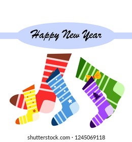 christmas card, christmas sock, vector background