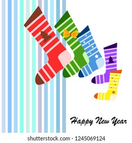 christmas card, christmas sock, vector background