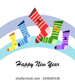 christmas card, christmas sock, vector background