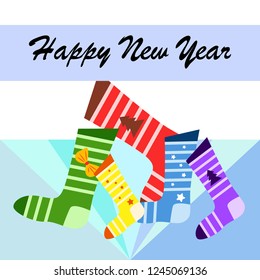 christmas card, christmas sock, vector background