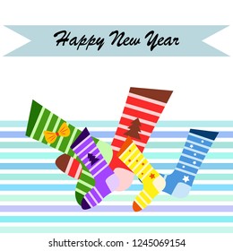 christmas card, christmas sock, vector background