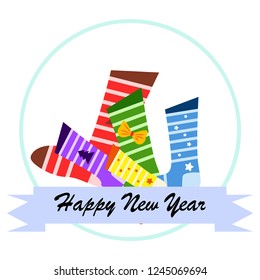 christmas card, christmas sock, vector background