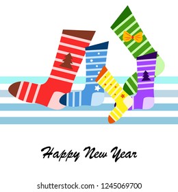 christmas card, christmas sock, vector background