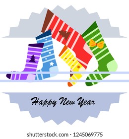 christmas card, christmas sock, vector background