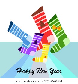 christmas card, christmas sock, vector background