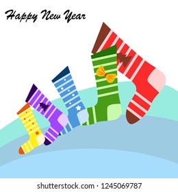 christmas card, christmas sock, vector background
