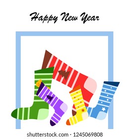 christmas card, christmas sock, vector background