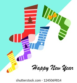 christmas card, christmas sock, vector background