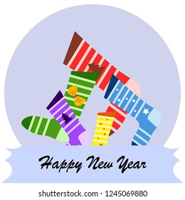 christmas card, christmas sock, vector background