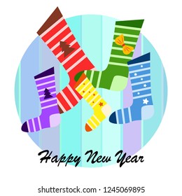 christmas card, christmas sock, vector background