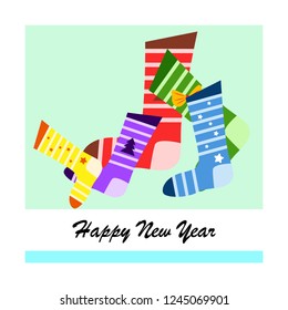 christmas card, christmas sock, vector background