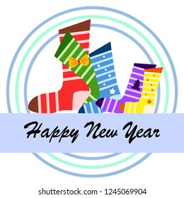 christmas card, christmas sock, vector background