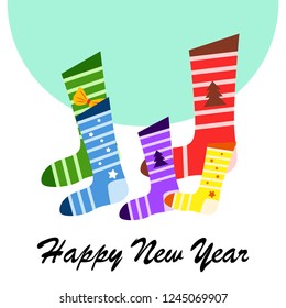 christmas card, christmas sock, vector background