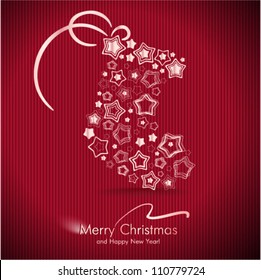 Christmas card with sock. Vector Illustration.