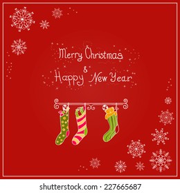 christmas card with socks vector illustration