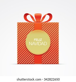 Christmas card, with Spanish greeting "Feliz navidad" sign.
