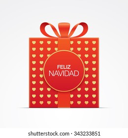 Christmas card, with Spanish greeting "Feliz navidad" sign.