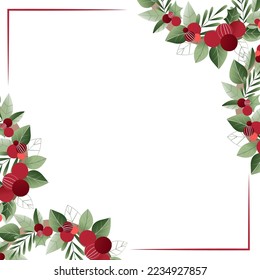Christmas card with sprigs of mistletoe. festive shades, warm Christmas atmosphere