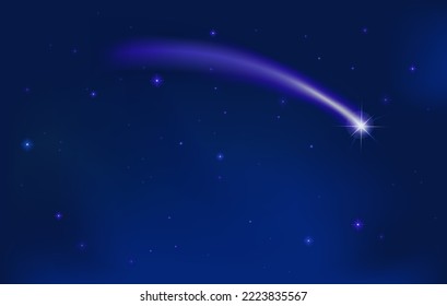 Christmas card with starry sky and Halley's comet,
Vector illustration
