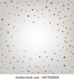 Christmas card with stars. Frame of gold confetti