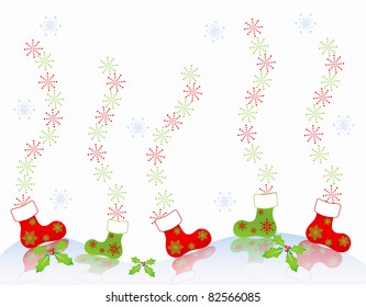 Christmas card with stars and shoes