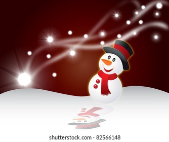Christmas card with stars and snowman