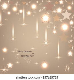Christmas card with stars and sparkles 