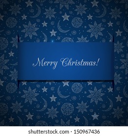 Christmas card with stars, sun and moon. Xmas card. Vector illustration. 