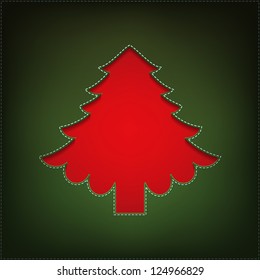 Christmas card with a stitched tree.