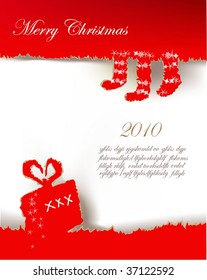 Christmas card with stockings and gift