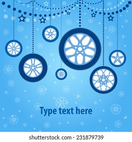 Christmas card with stylized Christmas balls. Vector illustration