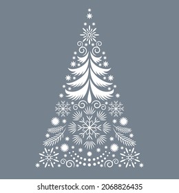 Tarjeta de Navidad. Árbol de navidad estilizado