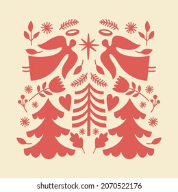 Christmas card. Stylized christmas tree