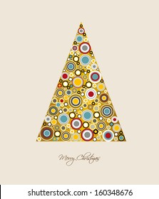 Christmas card. Stylized Christmas tree. Circle patern. Vector backgroun Illustration.