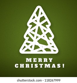 Christmas card with stylized Christmas tree. Vector illustration.
