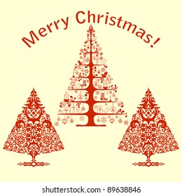 Christmas card with stylized trees