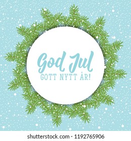 Christmas card. Swedish text: Merry Christmas. Happy New Year. Lettering. vector illustration. element for flyers, banner and posters Modern calligraphy. God Jul. Gott nytt år!