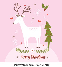 Christmas card with sweet reindeer design