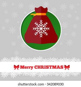 Christmas card template with bag in the circle 