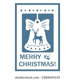 Christmas Card template with Christmas Deer in cutting style