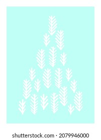 Christmas card template with Fir tree branches. Christmas tree mint background. Merry Christmas and Happy New Year concept.