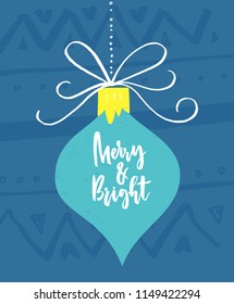 Christmas card template with hand drawn christmas balls. Xmas decoration