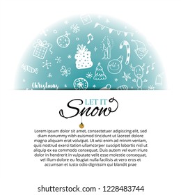 Christmas card template with hand drawn elements and lettering