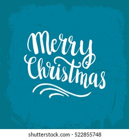 Christmas card template. Hand drawn lettering Merry Christmas. Perfect brush typography for cards, poster, t-shirt, invitations and other types of holiday design. Vector illustration.